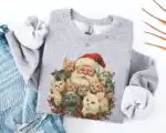 Retro Santa and Kittens Sweatshirt – Cute 90s Cat Lover Gift