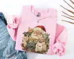 Retro Santa and Kittens Sweatshirt – Cute 90s Cat Lover Gift