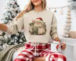 Retro Santa and Kittens Sweatshirt – Cute 90s Cat Lover Gift