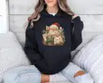 Retro Santa and Kittens Sweatshirt – Cute 90s Cat Lover Gift