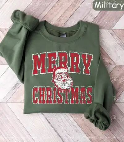 Retro Santa Claus Sweatshirt – Merry Christmas Holiday Top