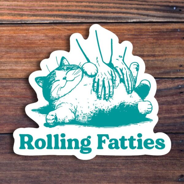 Rolling Fatties Cat Sticker – Cute Waterproof Cat Meme Decal