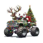 Santa Monster Truck Sleigh Tee – Fun Holiday Graphic Shirt