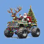 Santa Monster Truck Sleigh Tee – Fun Holiday Graphic Shirt
