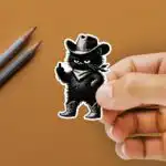 Sassy Cowboy Cat Sticker – Cute Western Gift for Cat Moms