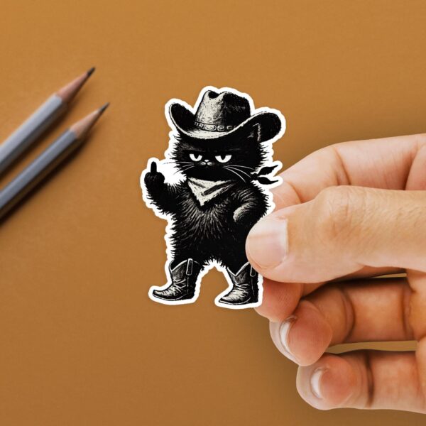 Sassy Cowboy Cat Sticker – Cute Western Gift for Cat Moms