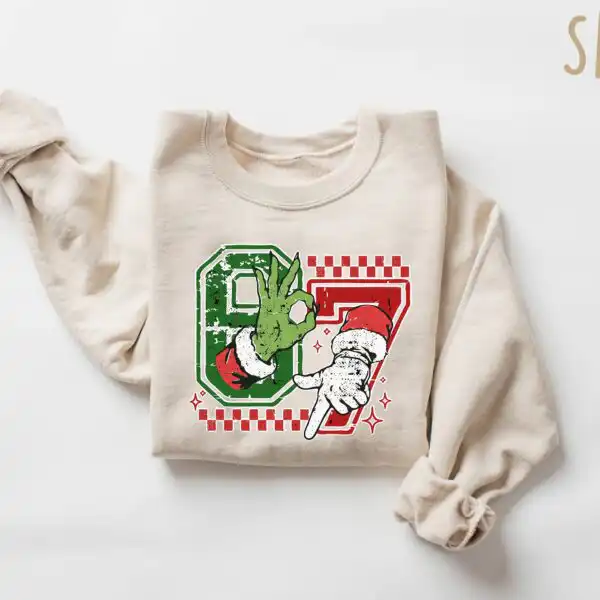 Six Seven Grinch and Santa Sweatshirt – Funny Christmas Meme Tee