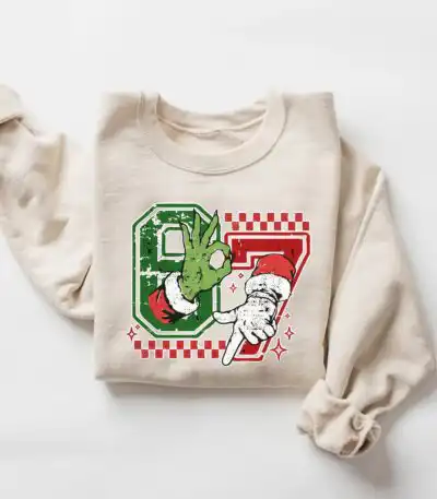 Six Seven Grinch and Santa Sweatshirt – Funny Christmas Meme Tee