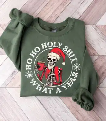 Skeleton Santa Claus Sweatshirt – Funny Christmas Humor Crewneck