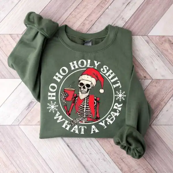 Skeleton Santa Claus Sweatshirt – Funny Christmas Humor Crewneck