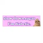 Slow Down Sugar I'm Diabetic Bumper Sticker – Funny Vinyl Magnet