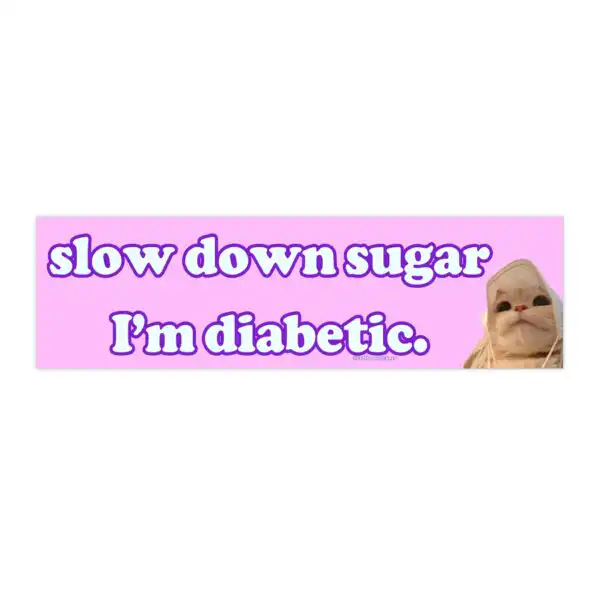Slow Down Sugar I'm Diabetic Bumper Sticker – Funny Vinyl Magnet