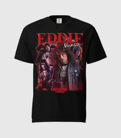 Stranger Things Eddie Graphic Tee – Soft Black Unisex Shirt