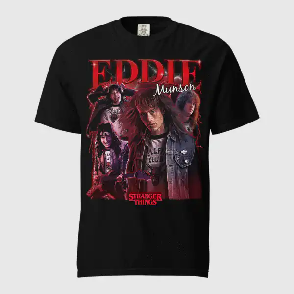 Stranger Things Eddie Graphic Tee – Soft Black Unisex Shirt