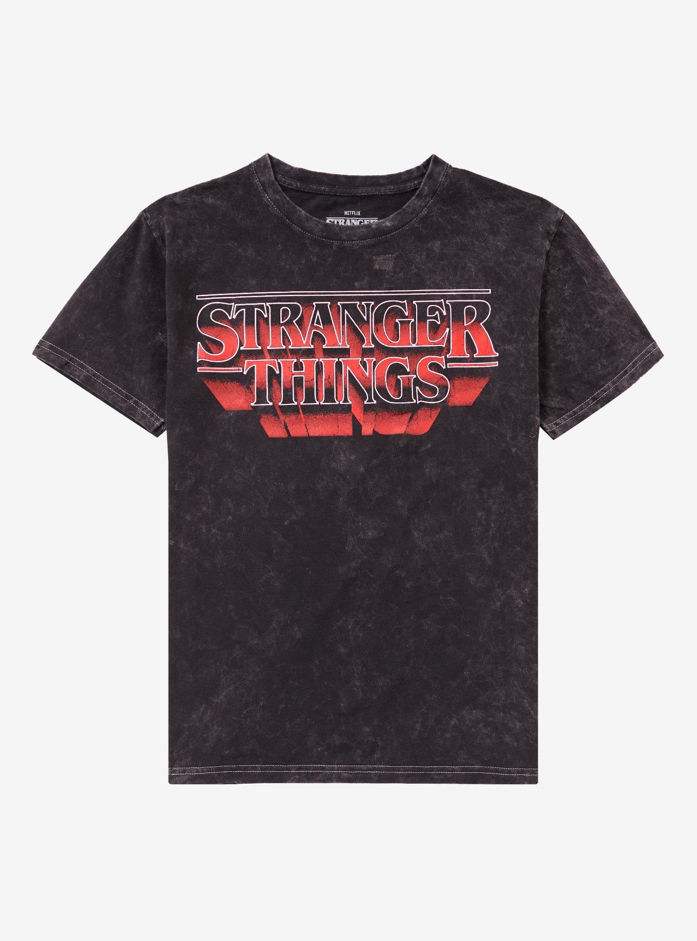 Stranger Things Logo T-Shirt – Stylish Dark Wash Graphic Tee Stranger Things Logo T-Shirt – Stylish Dark Wash Graphic Tee