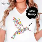 Subtle Anti Trump V-Neck Tee - Floral Hummingbird Feminist Shirt