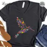 Subtle Anti Trump V-Neck Tee - Floral Hummingbird Feminist Shirt
