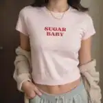 Sugar Baby Y2K Crop Top – Cute Retro Girly Graphic Tee