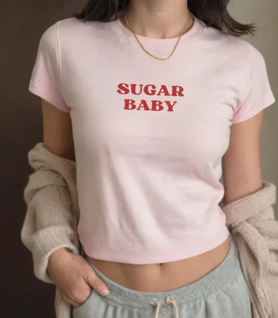 Sugar Baby Y2K Crop Top – Cute Retro Girly Graphic Tee