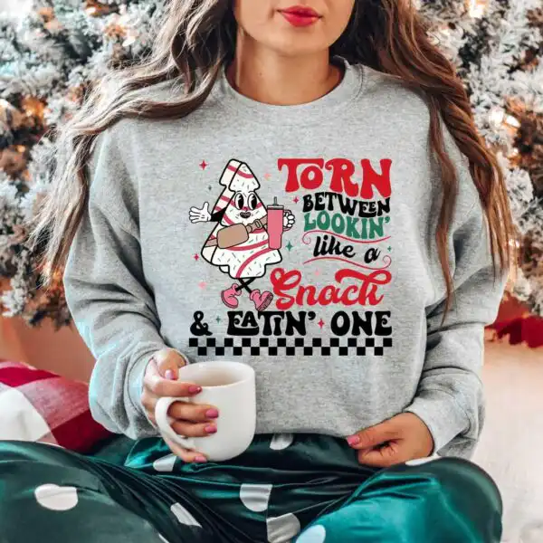 Torn Between Looking Like A Snack Christmas Shirt – Funny Gym Tee