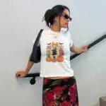 Vintage Black Cat Ghost Tee – Cute Y2K Spooky Crop Top