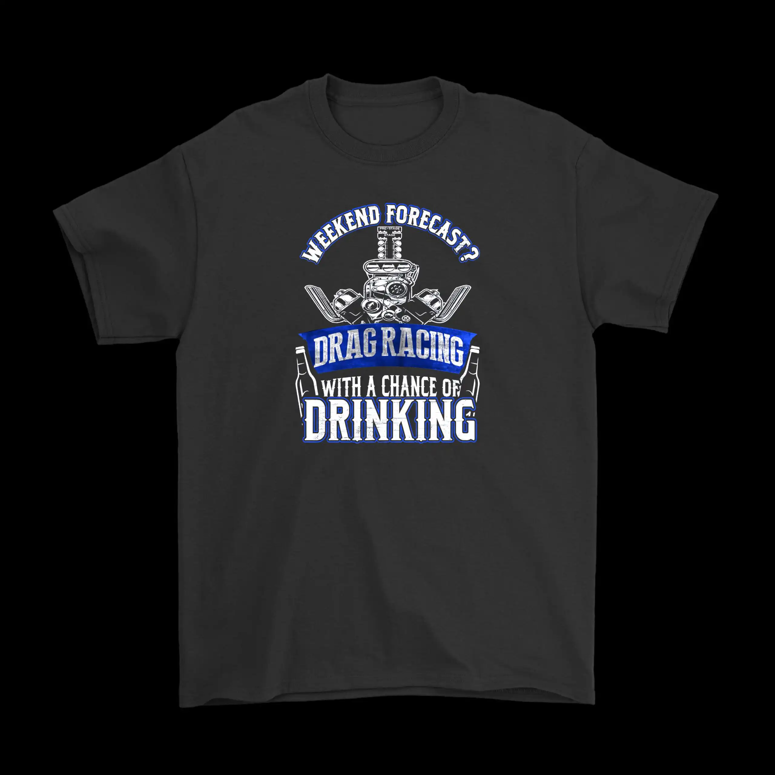 Weekend Forecast Drag Racing Tee – Fun White and Blue Shirt Weekend Forecast Drag Racing Tee – Fun White and Blue Shirt