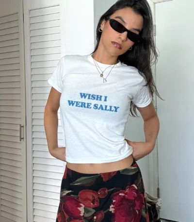 Wish I Were Sally Baby Tee – Funny Y2K Soft Grunge Crop Top