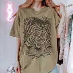 Wolf and Stag Linocut Tee – Norse Forest Graphic Shirt