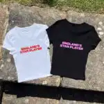 Y2K Baby Fitted Tee – 3D Puff England Star Graphic Shirt
