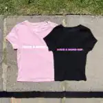 Y2K Baby Fitted Tee – 3D Puff Hand-Printed Casual Top