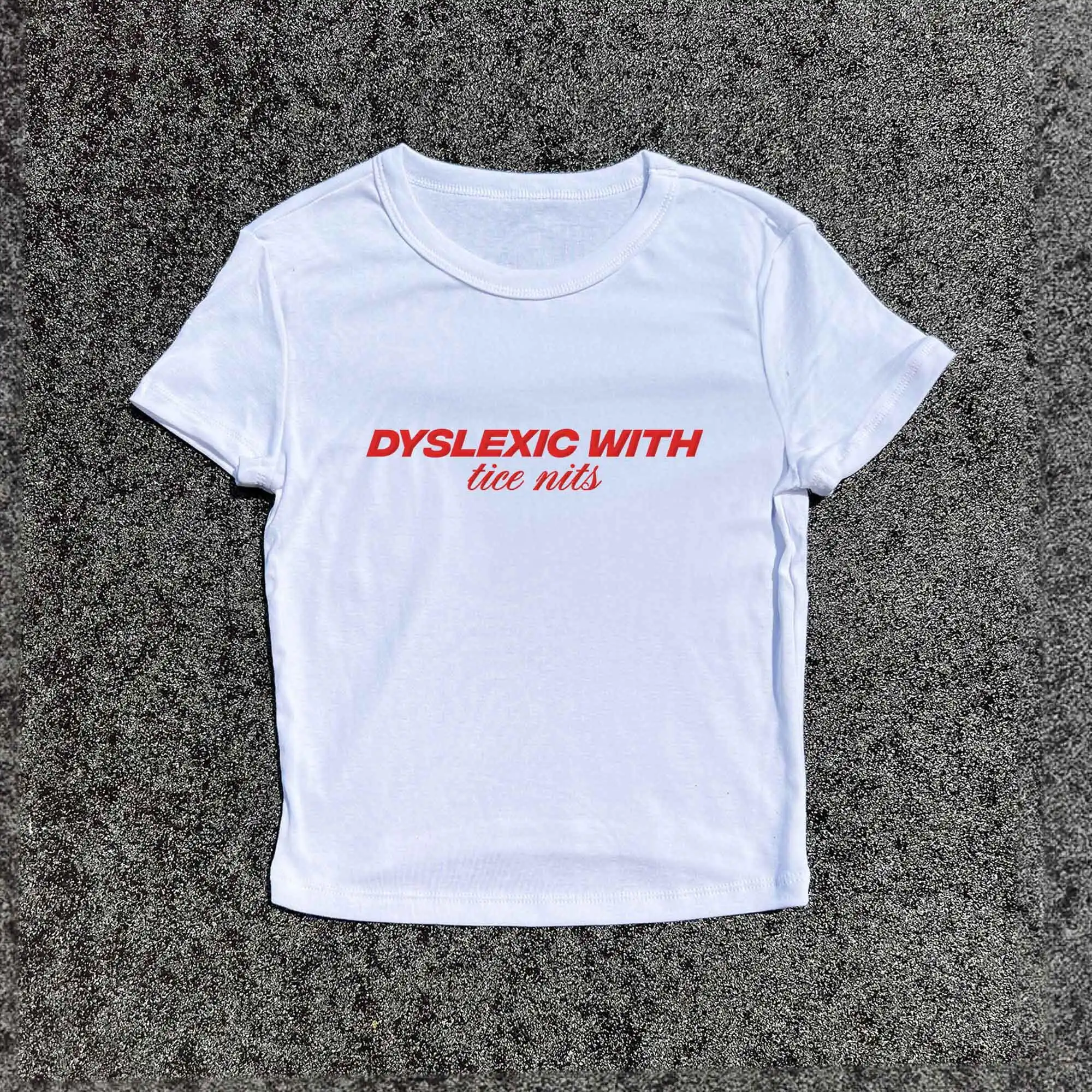 Y2K Baby Fitted Tee – Unique 3D Puff Design for Dyslexia Awareness Y2K Baby Fitted Tee – Unique 3D Puff Design for Dyslexia Awareness