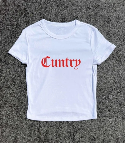 Y2K Baby Tee for Cowgirls – Unique 3D Country Aesthetic Top