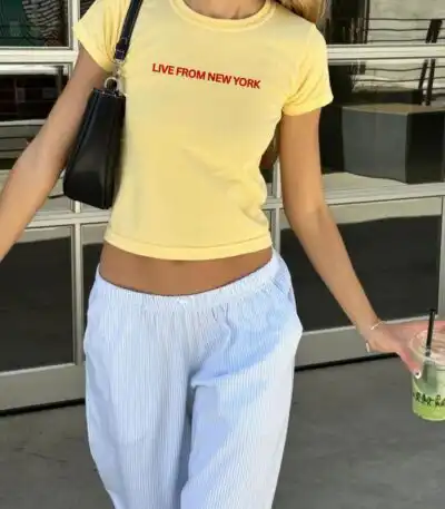 Y2K Baby Tee – Vintage NYC Aesthetic Music Shirt for Comfort