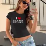 Y2K I Heart To Make Boys Cry Tee – Retro Sassy Crop Top