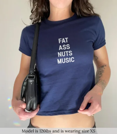 Y2K Pink Baby Tee - FAT ASS NUTS Music Crop Top for Summer