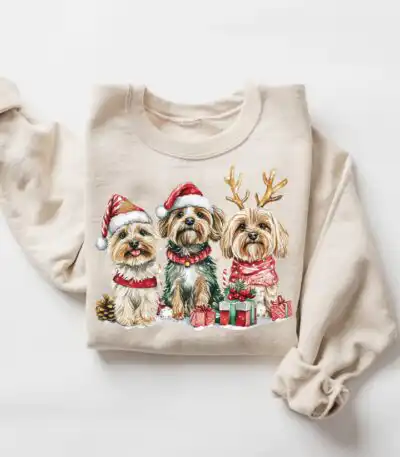 Yorkshire Terrier Christmas Sweatshirt – Cute Dog Lover Holiday Top