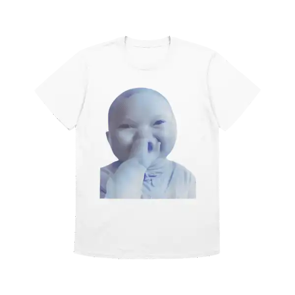 AI Baby Holding Laugh Meme Tee – Fun Graphic Shirt for Meme Lovers