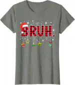 Bruh Funny Christmas Pajama T-Shirt – Red Plaid Kids & Teens Tee
