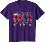 Bruh Funny Christmas Pajama T-Shirt – Red Plaid Kids & Teens Tee