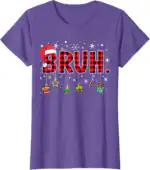 Bruh Funny Christmas Pajama T-Shirt – Red Plaid Kids & Teens Tee
