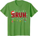 Bruh Funny Christmas Pajama T-Shirt – Red Plaid Kids & Teens Tee