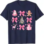 Cute Coquette Bow Pink Christmas Tee – Festive Holiday Shirt