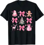Cute Coquette Bow Pink Christmas Tee – Festive Holiday Shirt
