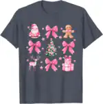 Cute Coquette Bow Pink Christmas Tee – Festive Holiday Shirt