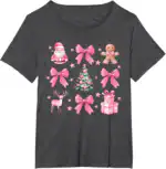 Cute Coquette Bow Pink Christmas Tee – Festive Holiday Shirt