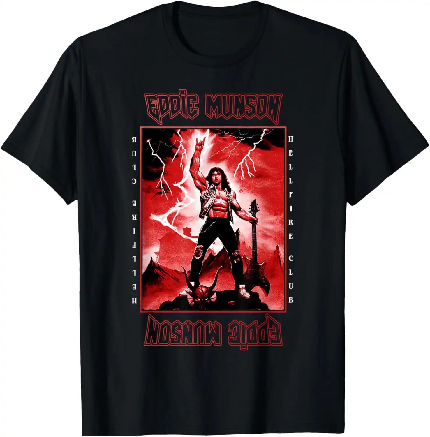 Eddie Munson Lightning Guitar Tee – Official Stranger Things Shirt Eddie Munson Lightning Guitar Tee – Official Stranger Things Shirt