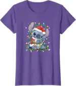 Lilo & Stitch Christmas Lights T-Shirt – Fun Holiday Graphic Tee