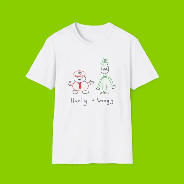 Marty and Weegee Funny T-Shirt – Retro Gamer Family Tee