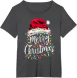 Merry Christmas Lights Santa Hat Tee – Fun Holiday Family Shirt