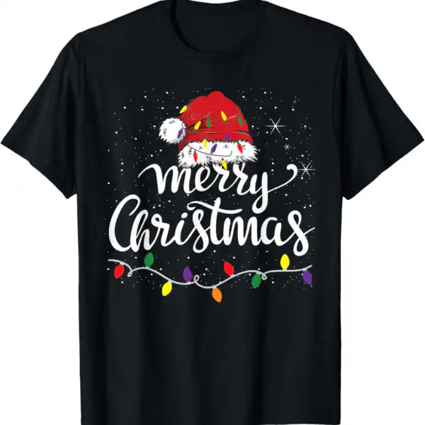 Merry Christmas Santa Hat T-Shirt – Fun Family Holiday Tee
